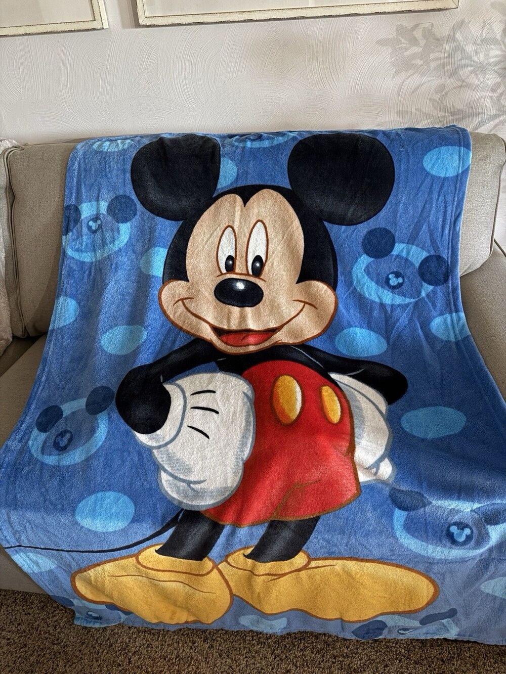 Kid's Mickey Mouse Classic Plush Throw Blanket Blue Fleece Cozy Travel Disney